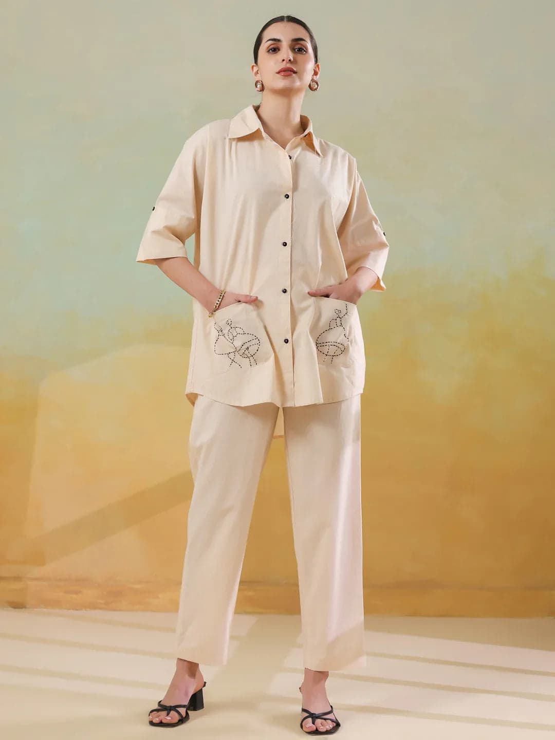 Beautix Fashion Ivory Thread Twin Set
