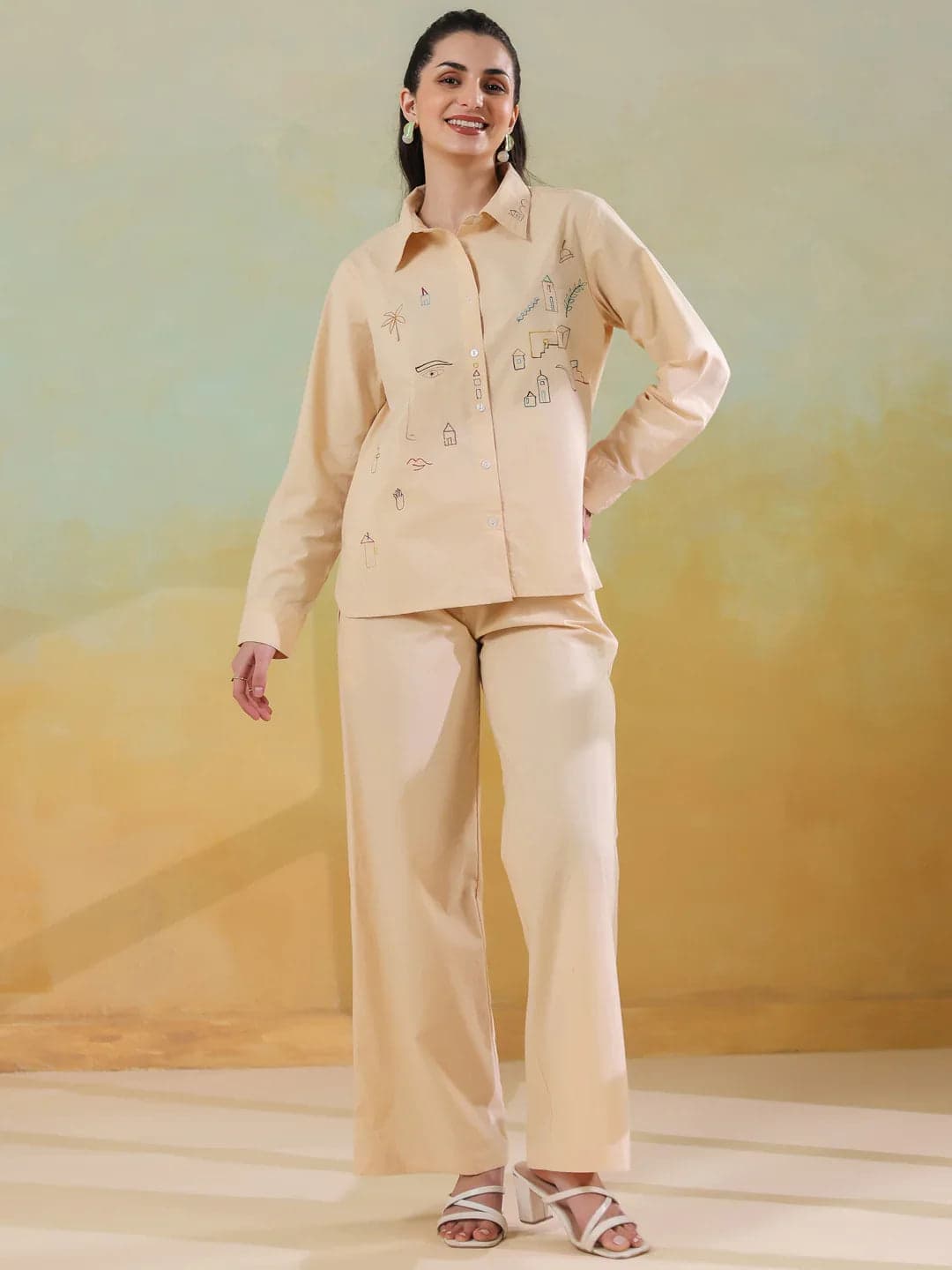 Beautix Fashion Vanilla Collar Twin Set