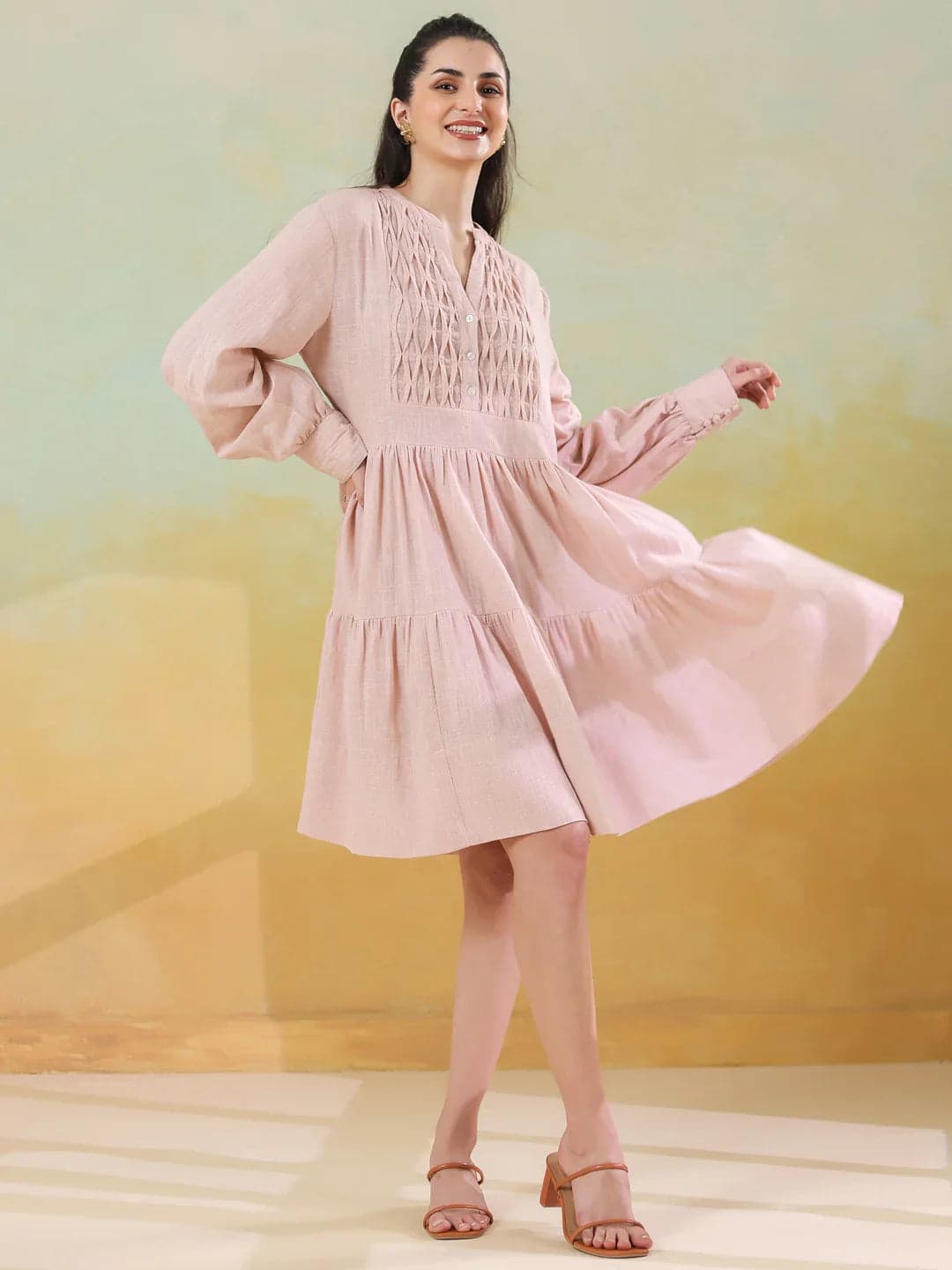 Beautix Fashion Blush Round Day Dress